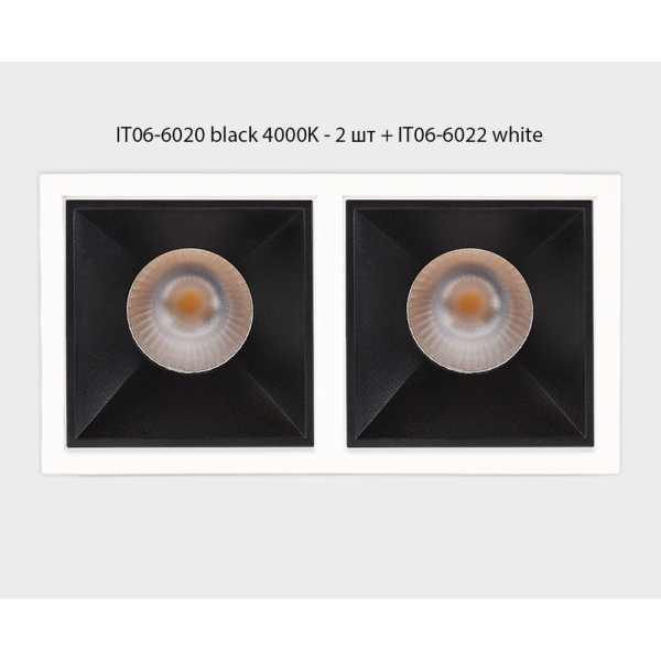 Встраиваемый светильник Italline IT06-6020 black 4000K - 2 шт. + IT06-6022 black