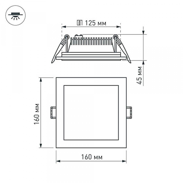 Встраиваемый светодиодный светильник Arlight LT-S160x160WH 12W Warm White 120deg 015562 Встраиваемый светодиодный светильник Arlight LT-S160x160WH 12W Warm White 120deg 015562