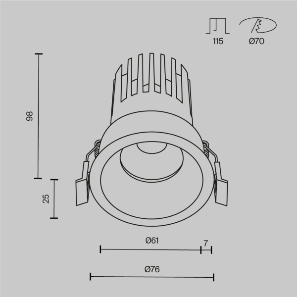Встраиваемый светильник Maytoni Technical DL117-15W-3K-B