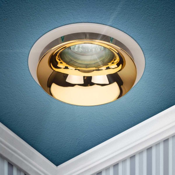 Светильник встраиваемый декоративный ЭРА KL103 WH/GD под лампу MR16 GU5.3 белый/золото Б0056351