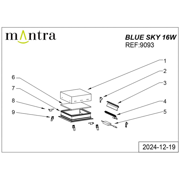 Встраивамое светодиодное окно Mantra BLUE SKY 9093