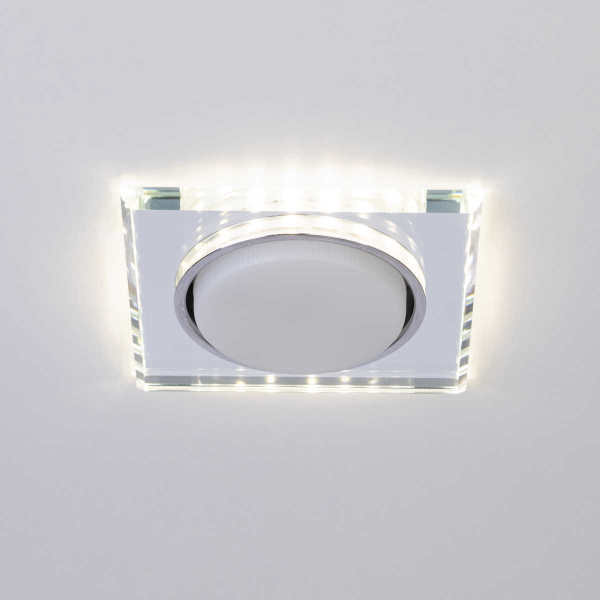 Светильник встраиваемый cо светодиодной подсветкой ЭРА DK LD50 MR под лампу GX53 зеркальный Б0057472