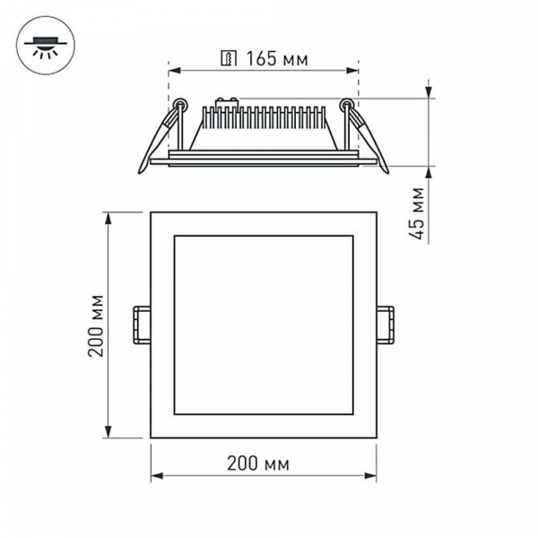 Встраиваемый светодиодный светильник Arlight LT-S200x200WH 16W Day White 120deg 014922 Встраиваемый светодиодный светильник Arlight LT-S200x200WH 16W Day White 120deg 014922