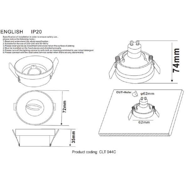 Встраиваемый светильник Crystal Lux CLT 044C CH Встраиваемый светильник Crystal Lux CLT 044C CH