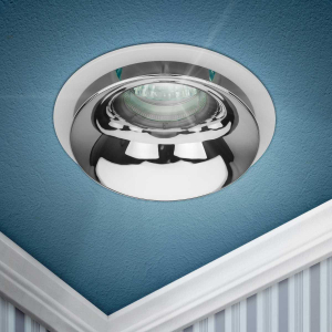 Светильник встраиваемый декоративный ЭРА KL103 WH/CH под лампу MR16 GU5.3 белый/хром Б0056353