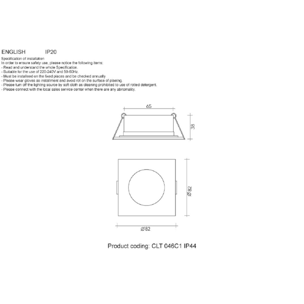 Встраиваемый светильник Crystal Lux CLT 046C1 WH IP44 Встраиваемый светильник Crystal Lux CLT 046C1 WH IP44