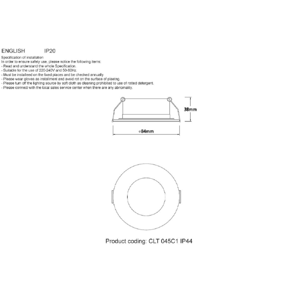 Встраиваемый светильник Crystal Lux CLT 045C1 BL IP44 Встраиваемый светильник Crystal Lux CLT 045C1 BL IP44