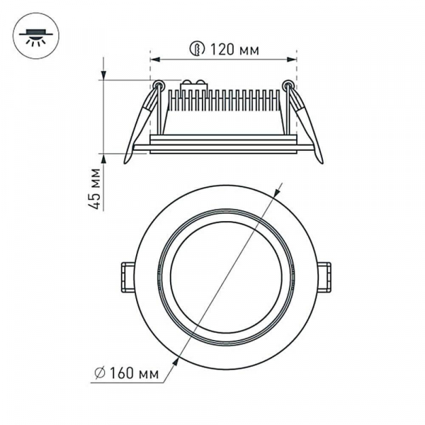 Встраиваемый светодиодный светильник Arlight LT-R160WH 12W Warm White 120deg 016571 Встраиваемый светодиодный светильник Arlight LT-R160WH 12W Warm White 120deg 016571