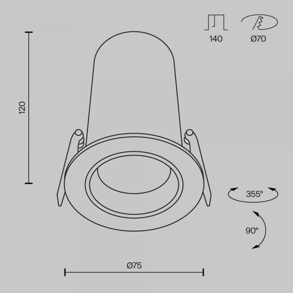 Встраиваемый светодиодный спот Maytoni Technical Focus Led DL125-L12-4K-B Встраиваемый светодиодный спот Maytoni Technical Focus Led DL125-L12-4K-B