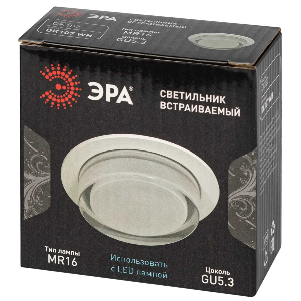 Светильник встраиваемый декоративный ЭРА DK107 WH под лампу MR16 GU5.3 белый Б0058396