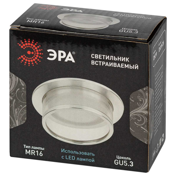 Светильник встраиваемый декоративный ЭРА DK99 CH под лампу MR16 GU5.3 хром Б0058394