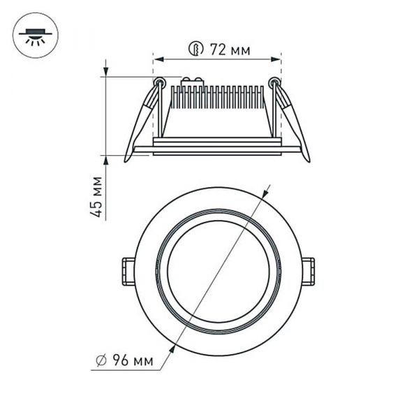 Встраиваемый светодиодный светильник Arlight LT-R96WH 6W Warm White 015575 Встраиваемый светодиодный светильник Arlight LT-R96WH 6W Warm White 015575
