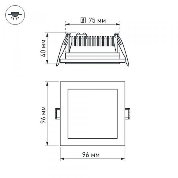 Встраиваемый светодиодный светильник Arlight LT-S96x96WH 6W Warm White 120deg 015572 Встраиваемый светодиодный светильник Arlight LT-S96x96WH 6W Warm White 120deg 015572