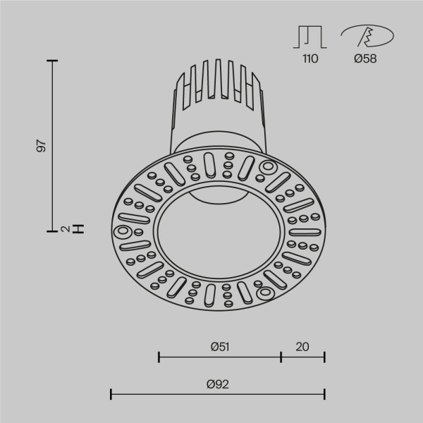Встраиваемый светильник Maytoni Technical Downlight Dip DL120-10W-3K-TRS-W