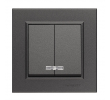 Выключатель Makel 2-кл. СП Karea 10А IP20 дым. металлик с подсветкой 56050023