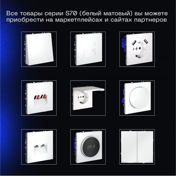 Выключатель встраиваемый Voltum S70 двухклавишный 10А, (белый матовый) VLS020102 Выключатель встраиваемый Voltum S70 двухклавишный 10А, (белый матовый) VLS020102