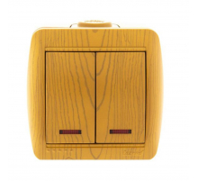 Выключатель двойной с подсветкой Lezard Nata ольха 710-0700-112