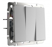 Выключатель Werkel трехклавишный серебряный матовый W1130065 4690389205385