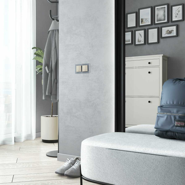 Выключатель двухклавишный проходной Werkel айвори матовый W1122062 4690389184697