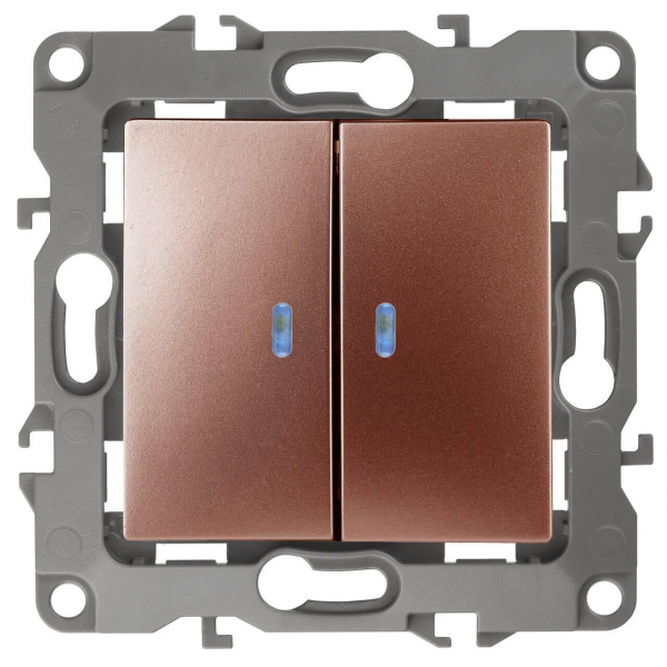 Выключатель двухклавишный с подсветкой ЭРА 12 10AX 250V 12-1105-14 Б0019293 Выключатель двухклавишный с подсветкой ЭРА 12 10AX 250V 12-1105-14 Б0019293