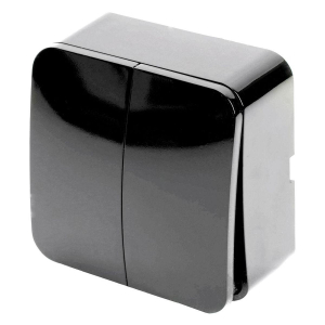 Выключатель двухклавишный Stekker София черный MSW10-20-02 49293