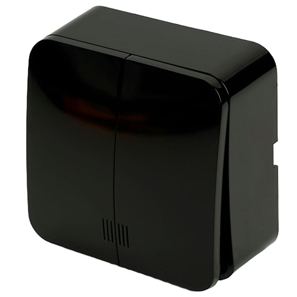 Выключатель двухклавишный Stekker София с подсветкой черный MSW10-21-02 49294