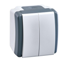 Выключатель Mono Electric Octans IP54 двухклавишный бело-серый 154-020001-102