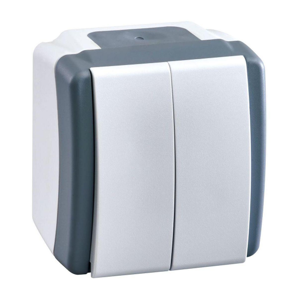 Выключатель Mono Electric Octans IP54 двухклавишный бело-серый 154-020001-102 Выключатель Mono Electric Octans IP54 двухклавишный бело-серый 154-020001-102