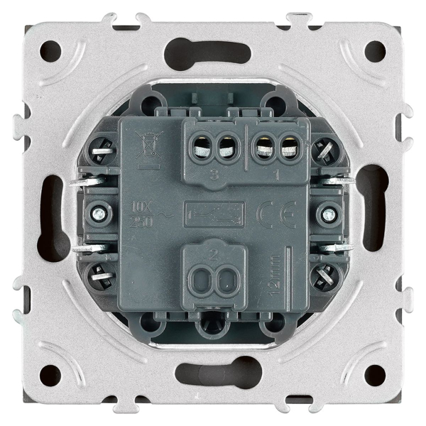 Выключатель 1-клавишный c индикатором (механизм), STEKKER, 250В, 10А, серия Эмили, RSW10-5101-10, платиново-серый, soft touch 49941