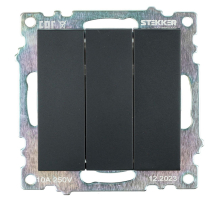 Выключатель трехклавишный Stekker Катрин GLS10-7108-05 черный 49172