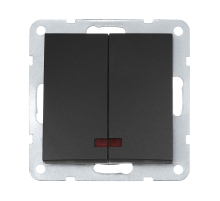 Выключатель LK Studio 2-кл., с индикаторами (схема 5L) 16 A, 250 B (черный бархат) LK60 861208-1