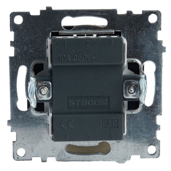 Выключатель двухклавишный Stekker Катрин с подсветкой черный GLS10-7102-05 39607