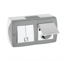 Выключатель - розетка Mono Electric Octans IP20 двухклавишный - 2К+З с крышкой бело-серый 104-020001-187