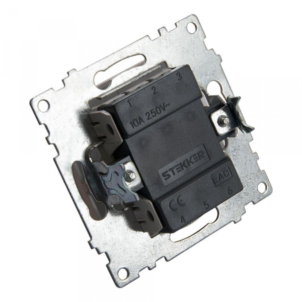 Выключатель двухклавишный Stekker Катрин шампань GLS10-7104-02 39592 Выключатель двухклавишный Stekker Катрин шампань GLS10-7104-02 39592