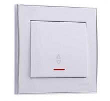 Выключатель проходной с подсветкой Lezard Rain белый с бок. вставкой хром 703-0225-114