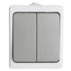 Выключатель двухклавишный Stekker Велена белый/серый PSW10-221-54 49733