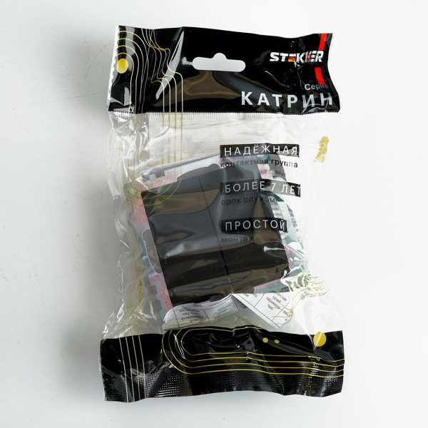 Переключатель двухклавишный Stekker Катрин GLS10-7107-05 черный 49167