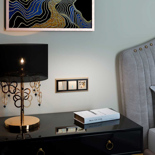 Выключатель Werkel одноклавишный проходной с подсветкой шампань рифленый W1112110 4690389160097