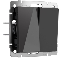 Выключатель двухклавишный проходной Werkel черный акрил W1122048 4690389197666