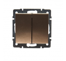 Выключатель двойной Lezard Rain бронза 703-3188-101