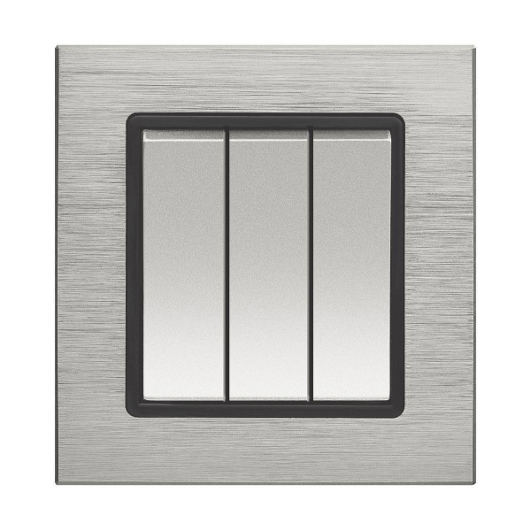 Выключатель трехклавишный Vesta-Electric Exclusive Silver Metallic серебро FVK050306STA Выключатель трехклавишный Vesta-Electric Exclusive Silver Metallic серебро FVK050306STA