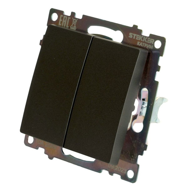 Выключатель двухклавишный Stekker Катрин графит GLS10-7104-06 49411