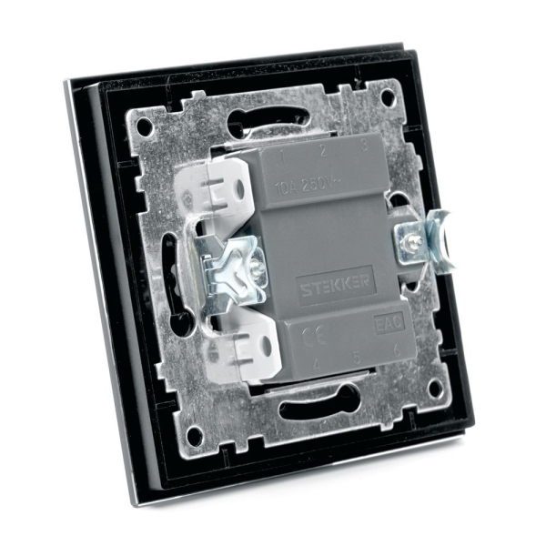 Выключатель одноклавишный Stekker Катрин черный GLS10-7003-05 39505