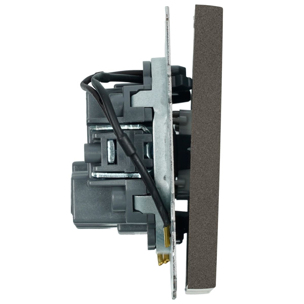 Выключатель 2-клавишный c индикатором (механизм), Stekker, 250В, 10А Эмили, RSW10-5102-09, антрацит, soft touch 49916