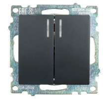 Выключатель двухклавишный Stekker Катрин с подсветкой черный GLS10-7102-05 39607