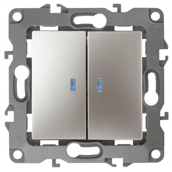 Выключатель двухклавишный с подсветкой ЭРА 12 10AX 250V 12-1105-04 Б0014660 Выключатель двухклавишный с подсветкой ЭРА 12 10AX 250V 12-1105-04 Б0014660