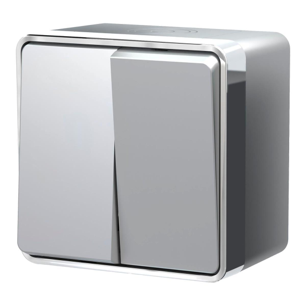 Выключатель двухклавишный влагозащищенный Werkel Gallant серебряный W5020206 4690389167133