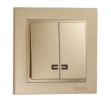 Выключатель Mono Electric Despina двухклавишный с подсветкой титан 102-222225-103