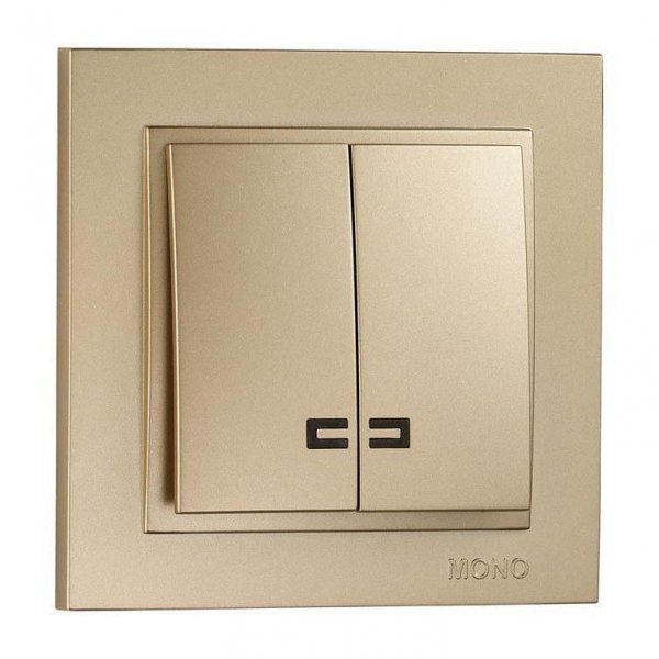 Выключатель Mono Electric Despina двухклавишный с подсветкой титан 102-222225-103 Выключатель Mono Electric Despina двухклавишный с подсветкой титан 102-222225-103