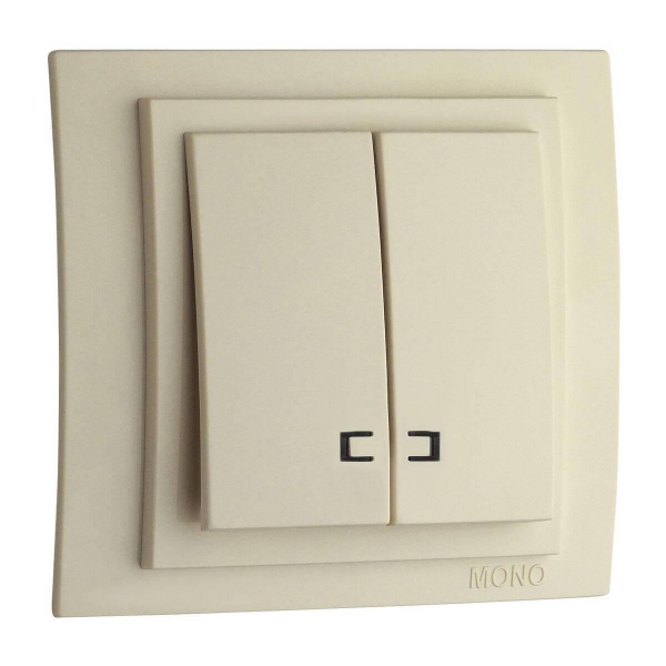 Выключатель Mono Electric Larissa двухклавишный с подсветкой крем 103-171725-103 Выключатель Mono Electric Larissa двухклавишный с подсветкой крем 103-171725-103